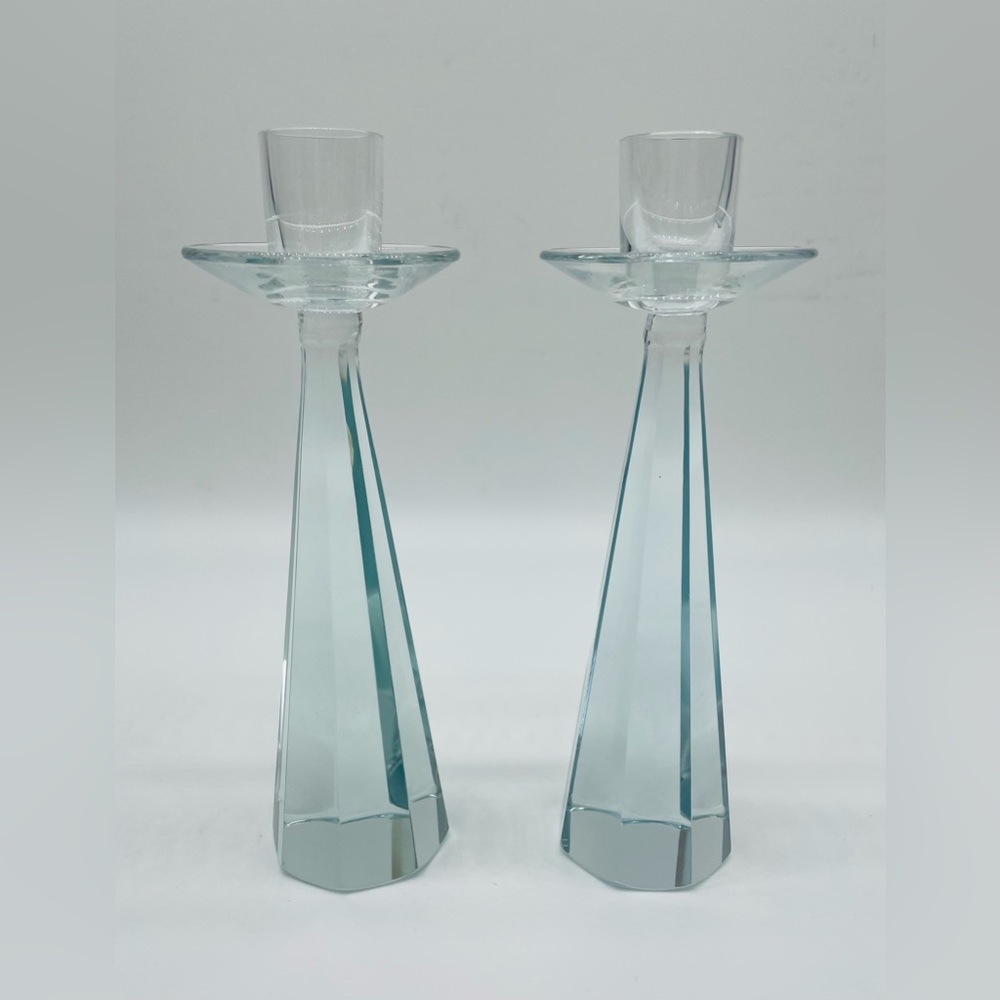 Vintage Strombergshyttan Scandinavian Crystal Candle Holders
